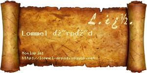 Lommel Árpád névjegykártya